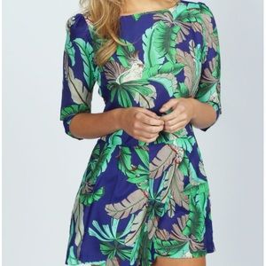 Brand New Tropical  Print 3/4 sleeve playsuit